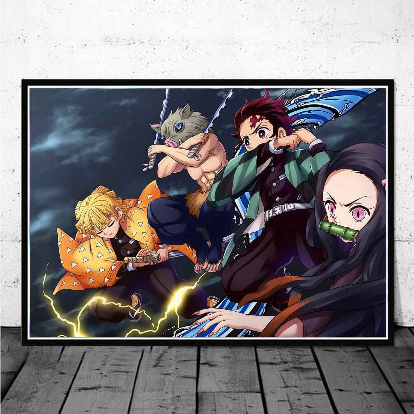 ANIME POSTER FRAME (DEMON SLAYER) - Black/White Wall Poster For Home And  Office With Frame, (12.6