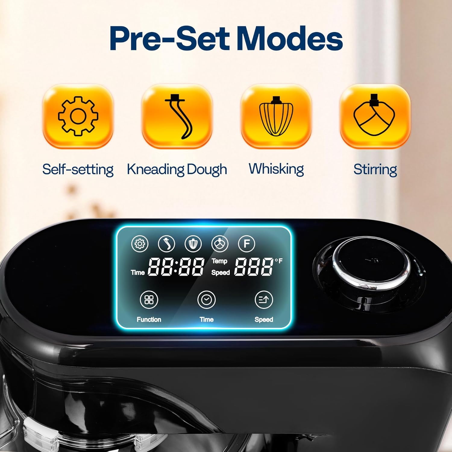 SPECSTAR Stand Mixer with Fermentation, One-Touch Presets Electric Dough Mixer with 6 Qt Bowl, Kitchen Standing Mixer for Baking, Cake with Flex Edge Beater, Bread Hook, Whisk, Black