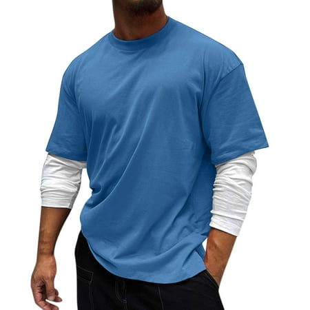 

Short Sleeve Scrub Jackets Mod Bod Tops Big And Tall T Shirts Male Casual Solid Patchwork Sleeve T Shirt Blouse Long Sleeve Round Neck Tops T Shirt Neck T Shirt Comfort Tee Hi Neck Men