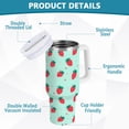 thumbnail image 2 of Yayeee 40oz Stainless Steel Tumbler with Straw and Handle Double-Wall Insulated Travel Water Bottle, Green Strawberry, 2 of 8