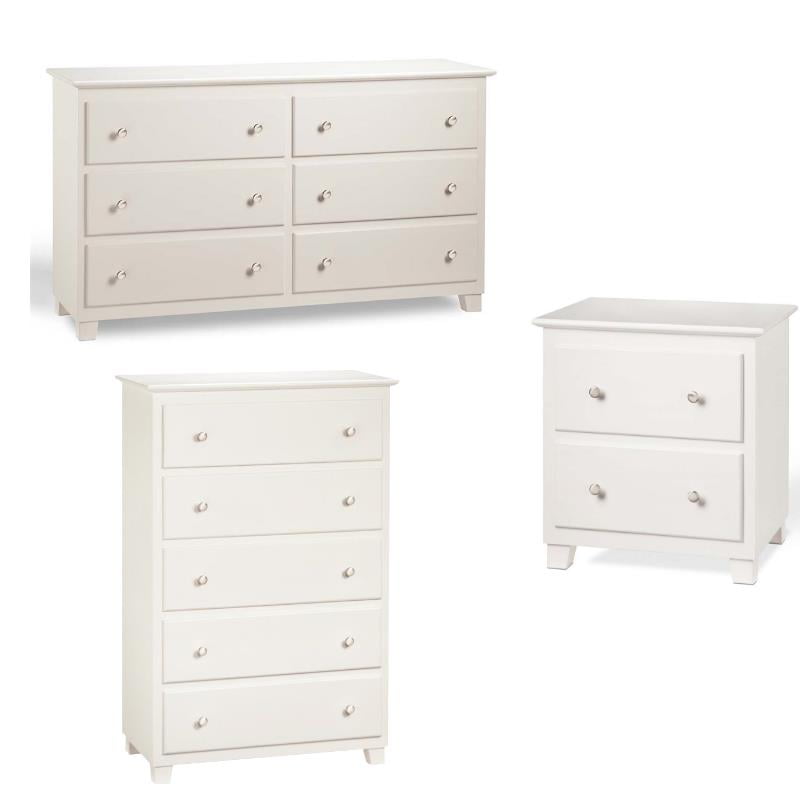 Atlantic 3 Piece Bedroom Set With Dresser And Chest And Nightstand In White Walmart Com Walmart Com