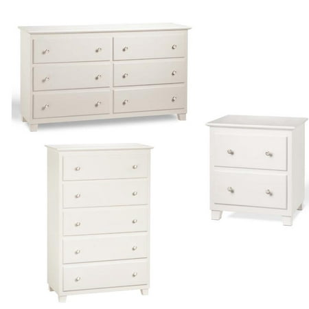 Atlantic 3 Piece Bedroom Set With Dresser And Chest And Nightstand