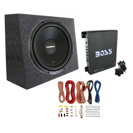 Rockford Fosgate R1S4-12 12" 300W Subwoofer + Sealed Box + Mono Amp + Wiring Kit
