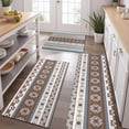 thumbnail image 2 of Brown Geometric Striped Pattern Kitchen Rugs Sets Of 3,Kitchen Runner Rugs Non Skid Washable,Decorative Kitchen Floor Mats for Kitchen,Sink,Laundry,17"x30"+ 17"x47" + 17"x59", 2 of 6