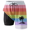 thumbnail image 2 of YAYUBA Mens Swim Trunks 7 Inch 3xl 2 In 1 Compression Liner Quick Dry Breathable Solid Beach Shorts Loose Multi Pockets Summer Beach Men Swim Brief, 2 of 4