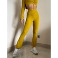 thumbnail image 2 of Leggings Acampanados Talle Alto Color Puro Elástico Suave Longitud Completa Casual Delgado Acampanado Leggings Deportivos para Mujer Amarillo L, 2 of 6