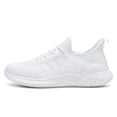 thumbnail image 4 of Men's White Breathable Knit Running Shoes, Lightweight Lace-Up Athletic Sneakers, Non-Slip Casual Footwear for Gym, Walking, and Everyday Activities, 4 of 10