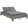 thumbnail image 1 of vidaXL Chaise Longue 2 Personnes avec Coussin Gris en Rotin Poly, 1 of 11
