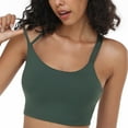 thumbnail image 4 of HSIA Wireless Medium Impact Women's Strappy Cross Back Padded Sports Bra,Green, 4 of 10