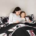 thumbnail image 5 of Homewish Cartoon Monogrammed J Full Size Comforter Sets for Boys, Black White Baseball Print Bedding Comforter Set, Cartoon Theme Reversible Bedding Sets, Super Cozy Room Decor, 3-Piece, 5 of 8