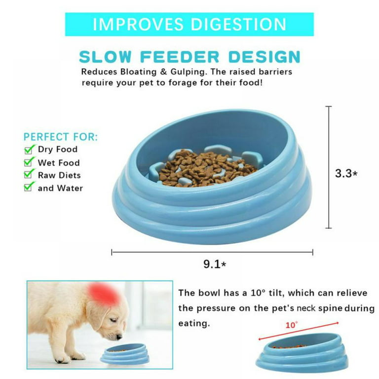 Slow Feeder Dog Bowls Anti-Gulping Dog Puzzle Bowl For Slower Eating Bloat  Stop Dog Food