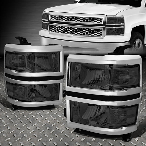 NUVISION for 14-15 Chevy Silverado 1500 Smoked Lens Clear Corner Headlight Head Lamps