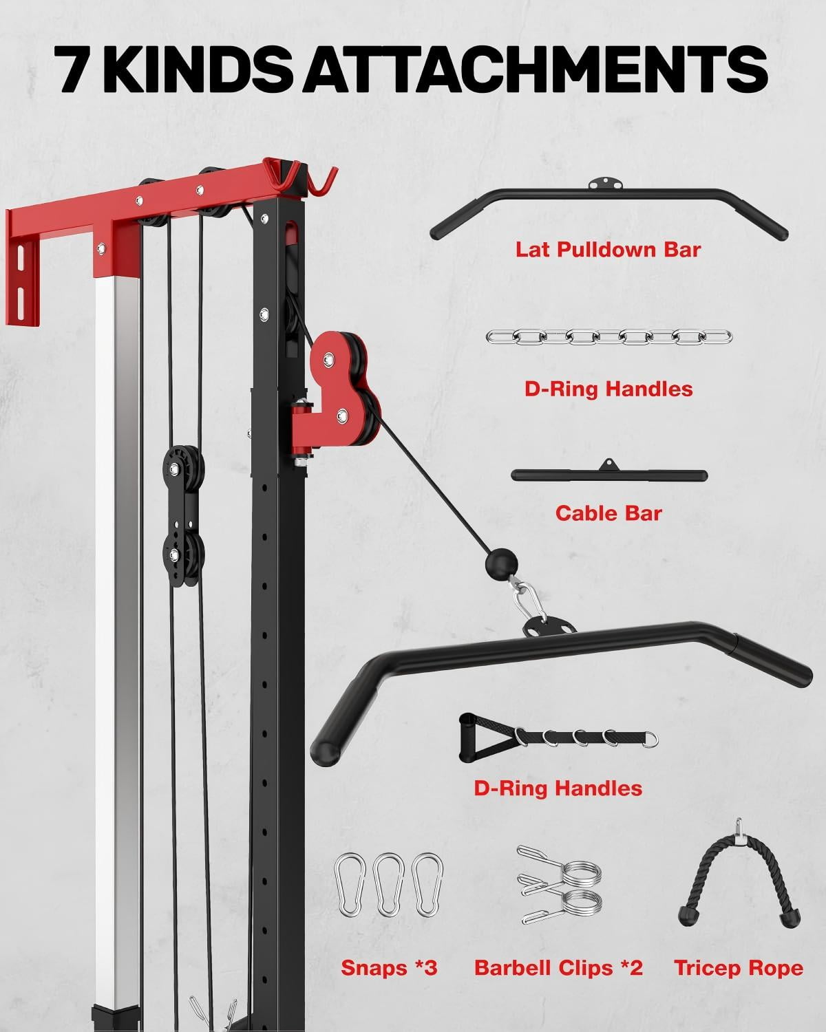 Cable Crossover Machine,Lat Pull Down Machine with Adjustable 16 Positions Dual Pulley System,Wall Mounted Pulley Tower functional traine for Home Gym Fitness