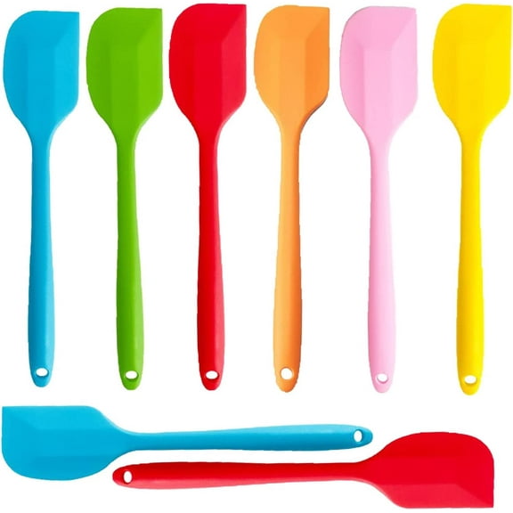 Silicone Spatulas, 8Pcs Rubber Spatula Heat Resistant Non-Stick 8.3 inch Flexible Scrapers with Stainless Steel Core Baking Mixing Tool for Cake Cream Cooking Gadget Cookware