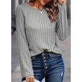 thumbnail image 3 of Top Dokotoo de manga larga de primavera para mujer, talla grande, gris, 3 of 6