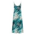 thumbnail image 4 of Women's Summer Maxi Dress Sleeveless V Neck Floral Dress for Women Spaghetti Strap for Casual Resort Seaside Beach Sundress, 4 of 5