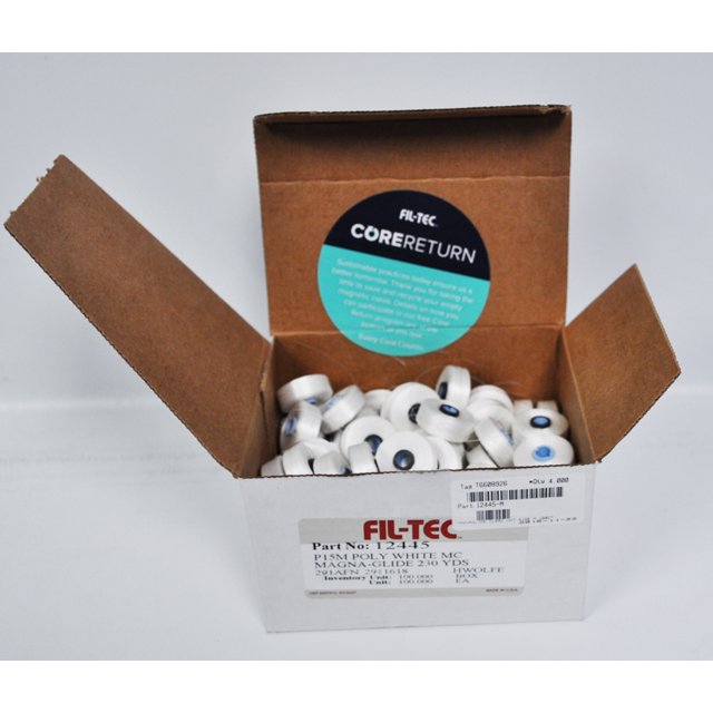 Fil-Tech Magna-Glide Poly Classics Style M Jumbo 230yd Prewound Bobbins 100ct White