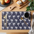 thumbnail image 2 of Date Tree Placemats Set of 12, Navy Blue Farmhouse Summer Tropical Plants Placemats for Dining Table, Place Mats for Kitchen Tabletop, Waterproof Wipeable Dining Table Mats Set, 2 of 9