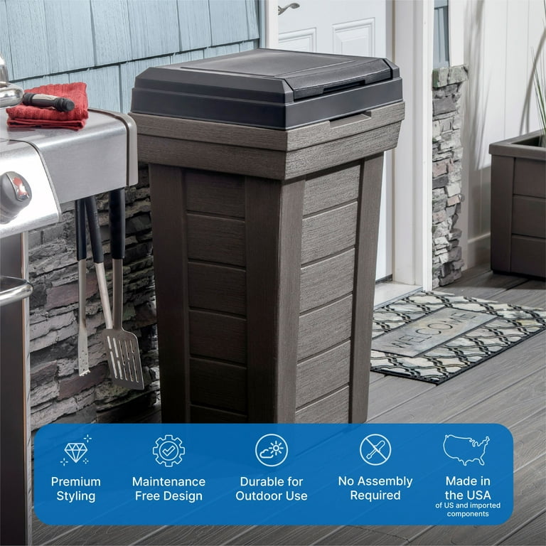 Step2 Lakewood Dark Cedar Outdoor Patio and Exterior Garbage Can