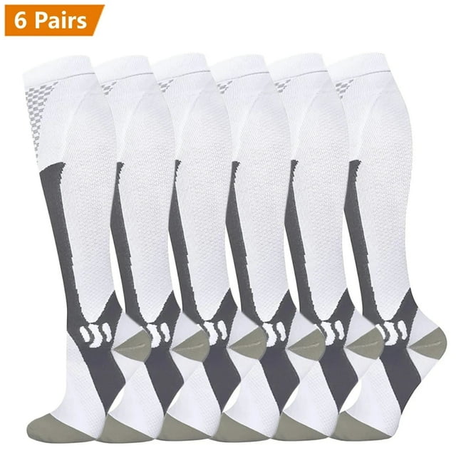 6 Paires de Chaussettes de Compression Football pour Hommes Course Entraînement Physique Randonnée Chaussettes de Sport pour Femmes Varices Gonflement Diabète Chaussettes d'Infirmière TP396 TTG