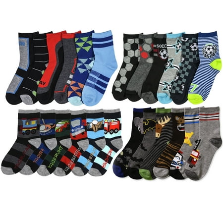 All Top Bargains 6 Pair Boys Crew Socks Kids Shoe Size 4-6 Years Cartoon Patterned Design (Best Shoes To Wear Without Socks)