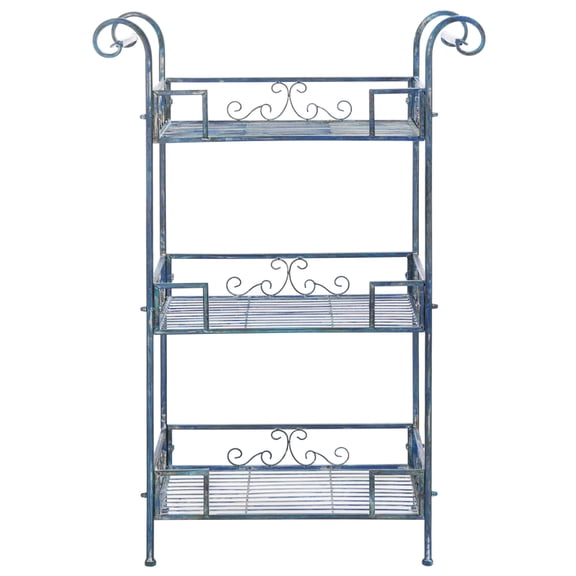 SAFAVIEH Noreen Contemporary Outdoor Patio 3 Tier Shelf, Antique Blue