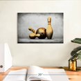 thumbnail image 3 of Elephant Stock Textured Bowling Wall Art - Horizontal Canvas Wall Art - Bedroom Wall Decor - Sports Canvas - Brown And Gray Decor - 12" x 8", 3 of 8