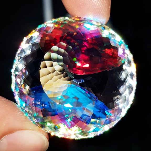 115 Ct Synthetic lab-Created Mystic Opal Round Shape Lab Grown Pendent Size Multi-Color Mystic Opal Loose Gemstone