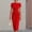 Red, variant on Women's Solid Color Boat Neck Twist Waist Midi Dress – Short Sleeve, Hem Slit, Form-Fitting Office & Party Dress Red，XXL
