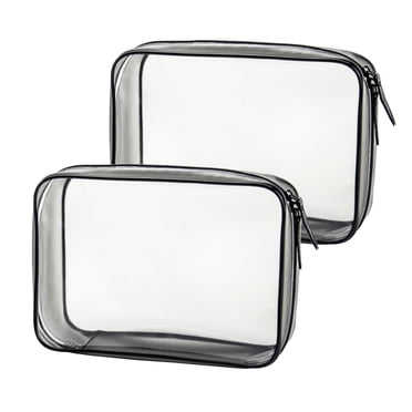 2pcs Clear Travel Toiletry Bag Makeup Cosmetic Bag Portable Waterproof Transparent Storage