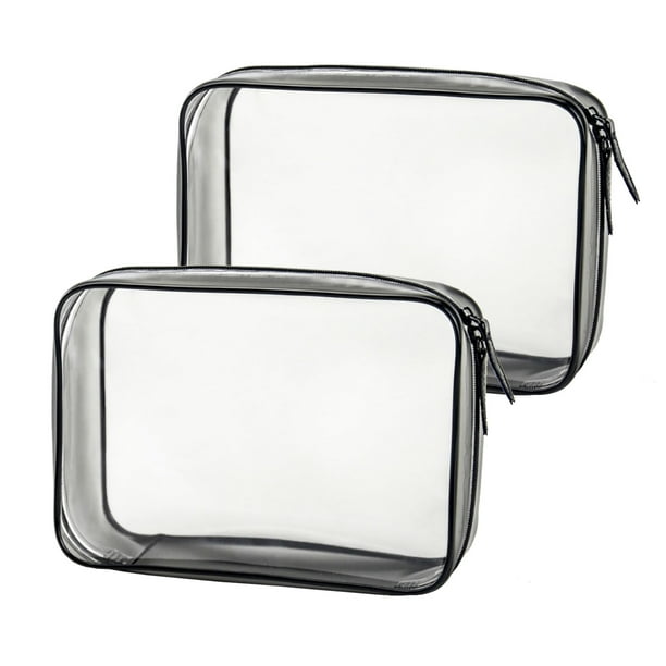 2pcs Clear Travel Toiletry Bag Makeup Cosmetic Bag Portable Waterproof Transparent Storage