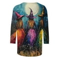 thumbnail image 4 of WMTBSRSW Womens Fall Shirts Halloween Crewneck 3/4 Length Sleeve Witch Silhouette Tops Loose Casual Graphic Tee Spooky Season Tees, 4 of 5