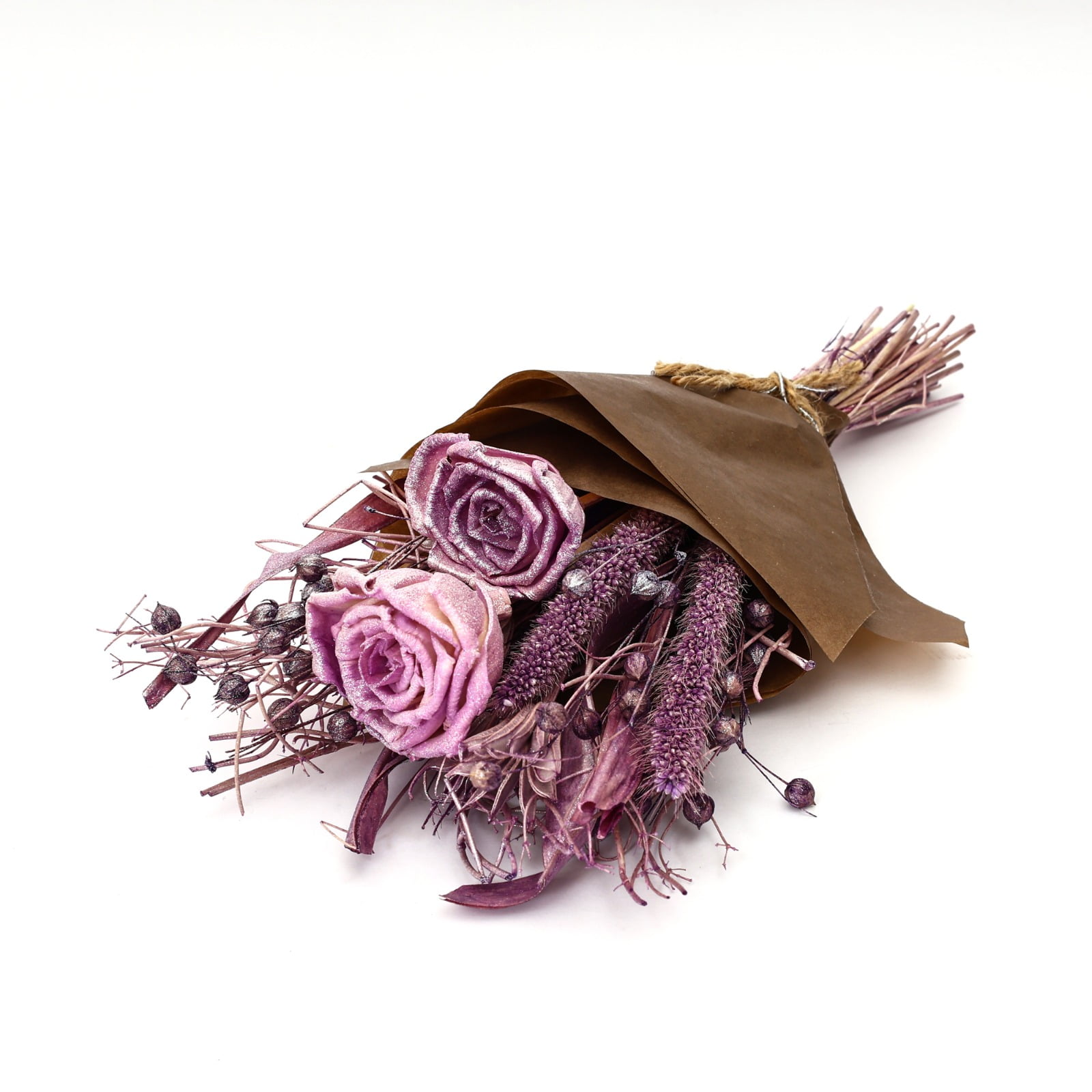Mini Lavender Shola Rose Dried Flower Bouquet – 19.5g Rustic Handcrafted Arrangement for Gift Hampers & Tabletop Decor