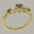 thumbnail image 2 of LBG British Made 10k Yellow Gold Natural Sapphire & Opal Womens band Ring - 33 size options - Size 10, 2 of 6