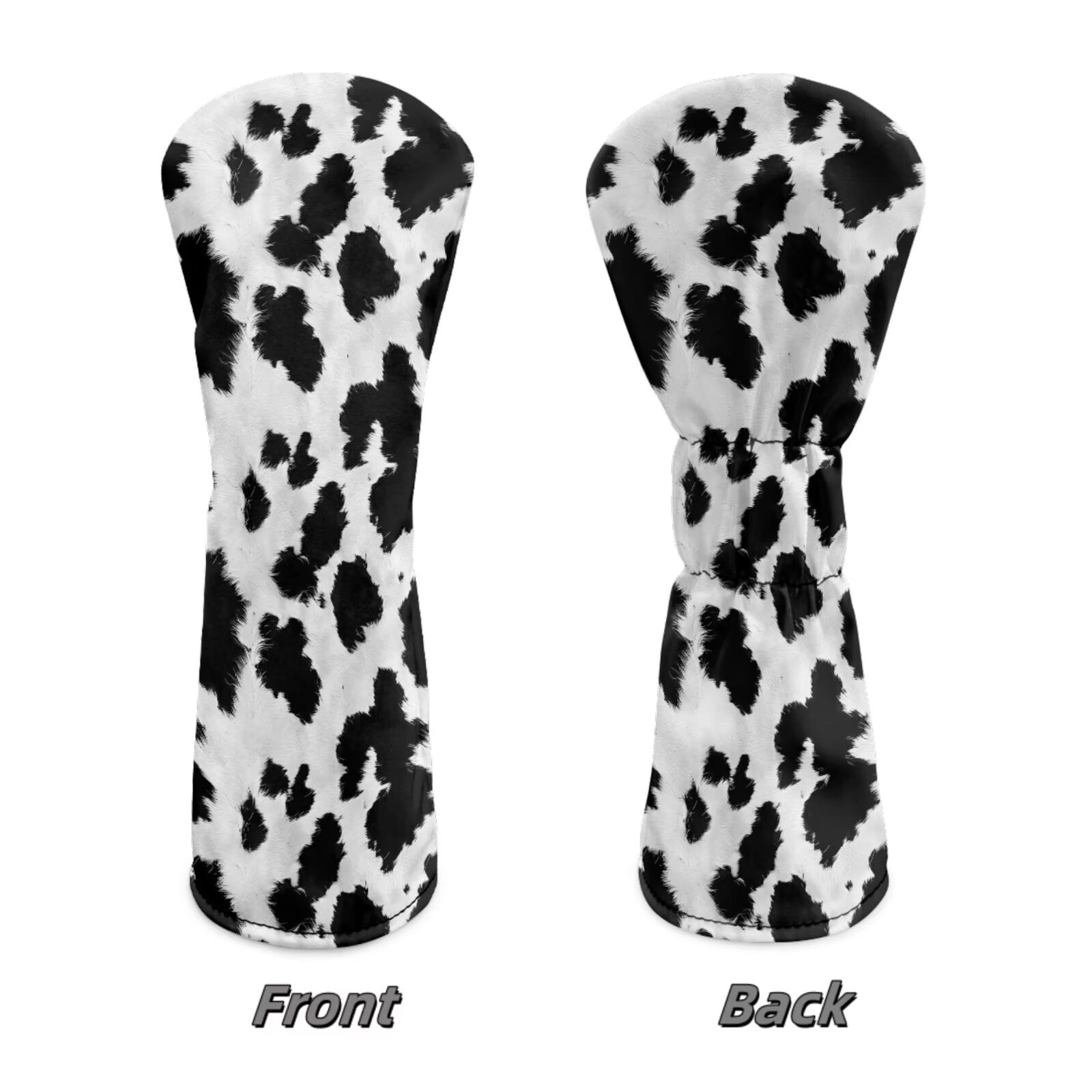 Uorisanigo 3pcs Golf Club Head Covers Headcovers Set Fits Driver Fairway Wood Hybrid Headcover, Durable and Stain Resistant, Essential Golf Accessories(Black and White Cow Print)
