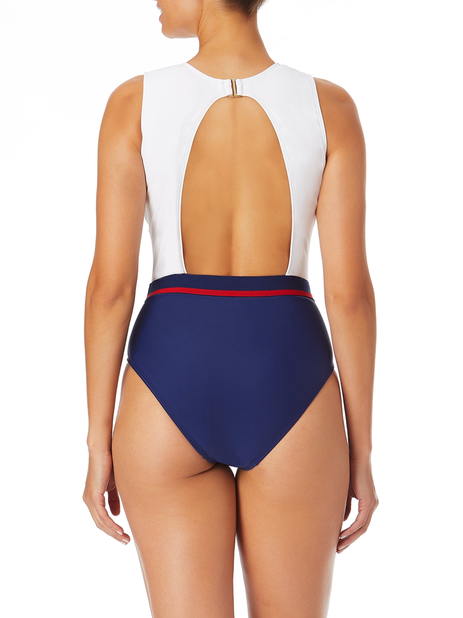 US Polo Assn. High Neck Nylon Spandex Polyester Bikini One-Piece (Women's), 1 Count, 1 Pack