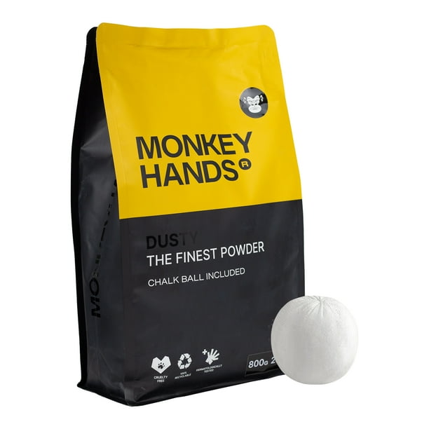 Monkey Hands Magnesia en Polvo Dusty, The Finest Powder, para Incrementar el Agarre y Evitar Sudoración, Carbonato de Magnesio para Escaladores, Gimnastas y CrossFitters, Bolsa de 800g Monkey Hands Dusty - The Finest Powder