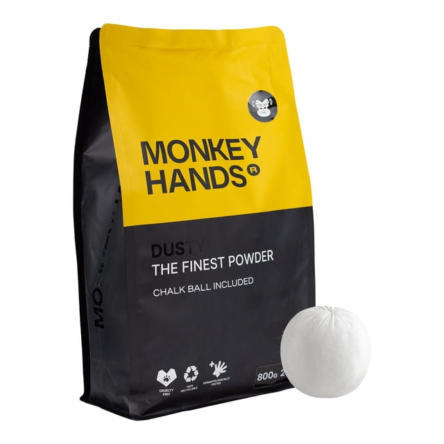 Monkey Hands Magnesia en Polvo Dusty, The Finest Powder, para Incrementar el Agarre y Evitar Sudoración, Carbonato de Magnesio para Escaladores, Gimnastas y CrossFitters, Bolsa de 800g Monkey Hands Dusty - The Finest Powder