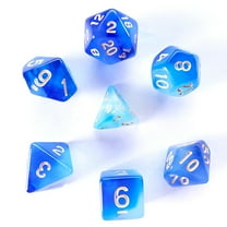 Galactic Dice Premium Dice Sets - Blue Milky (Blue & White) Acrylic Set of 7 Dice