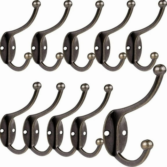 Retro Coat Hooks Vintage Wall Mounted Coat Rack Metal Door Hooks for Bathroom Kitchen Bedroom Entryway 10 Pieces Bronze