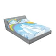 thumbnail image 2 of Ambesonne Cartoon Fitted Sheet & Pillow Sham Set, Ship Rainbow, Full, Multicolor, 2 of 2