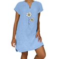 thumbnail image 2 of FcBaudy Robes d'Été pour Femmes, Robes pour Femmes, Jupe pour Femmes Mode Féminine Ample Loisirs Col en V Manches Courtes Robes d'Été Robe pour Femmes, 2 of 5