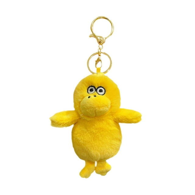 Llavero de pato de peluche, adorno colgante para mochila, diseño de pato de dibujos animados para niños y adultos. Amarillo