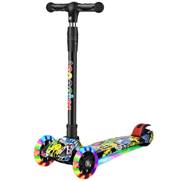 Patinete plegable con ruedas iluminadas, patinete ajustable para niños de 2 a 10 años
