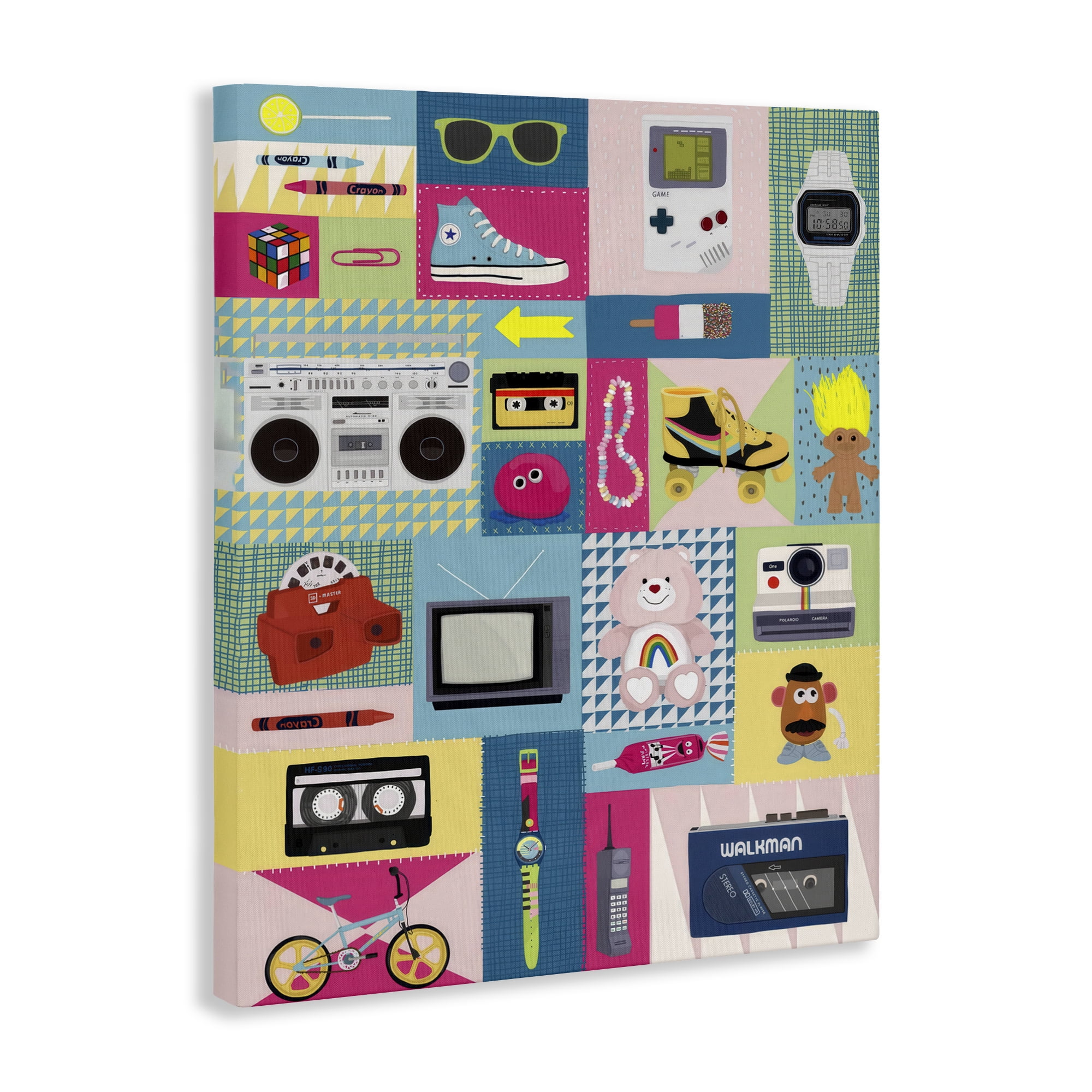 Stupell Industries Retro 80's Patchwork Collection Canvas Wall Art, design by Hanna Melin