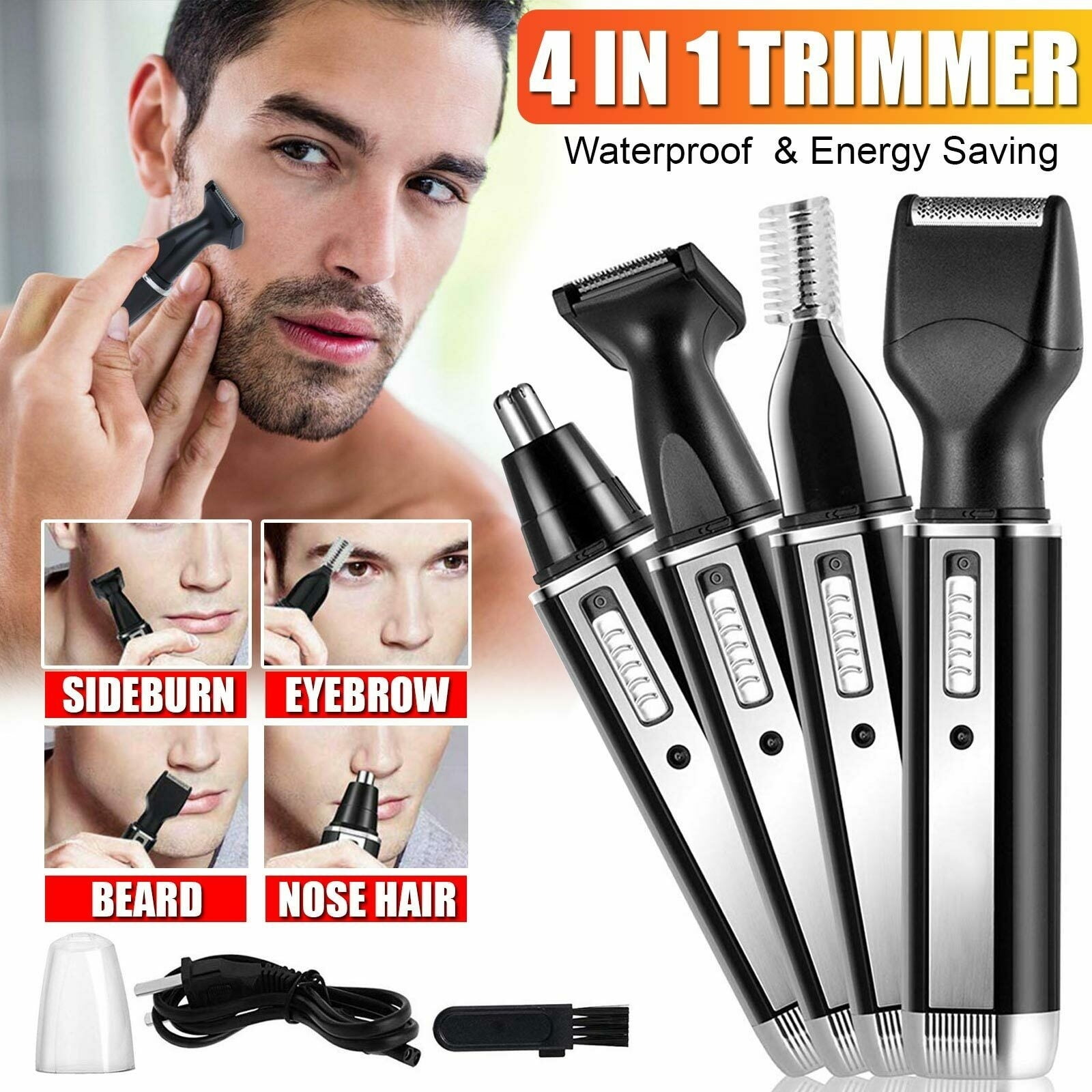 beard trimmer on eyebrows