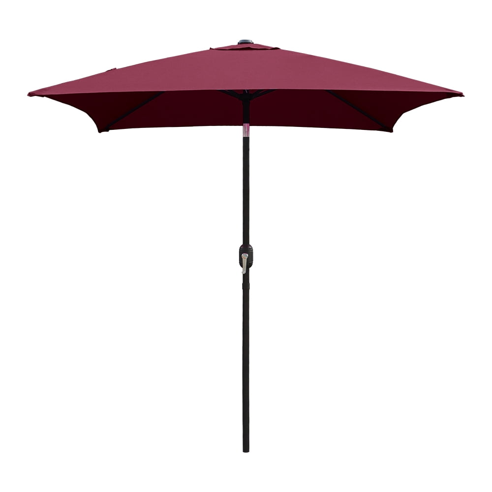 Ultrashades 6.5 ft Square Outdoor Patio Market Umbrella with Push Button Tilt and Crank Handle, Burgundy