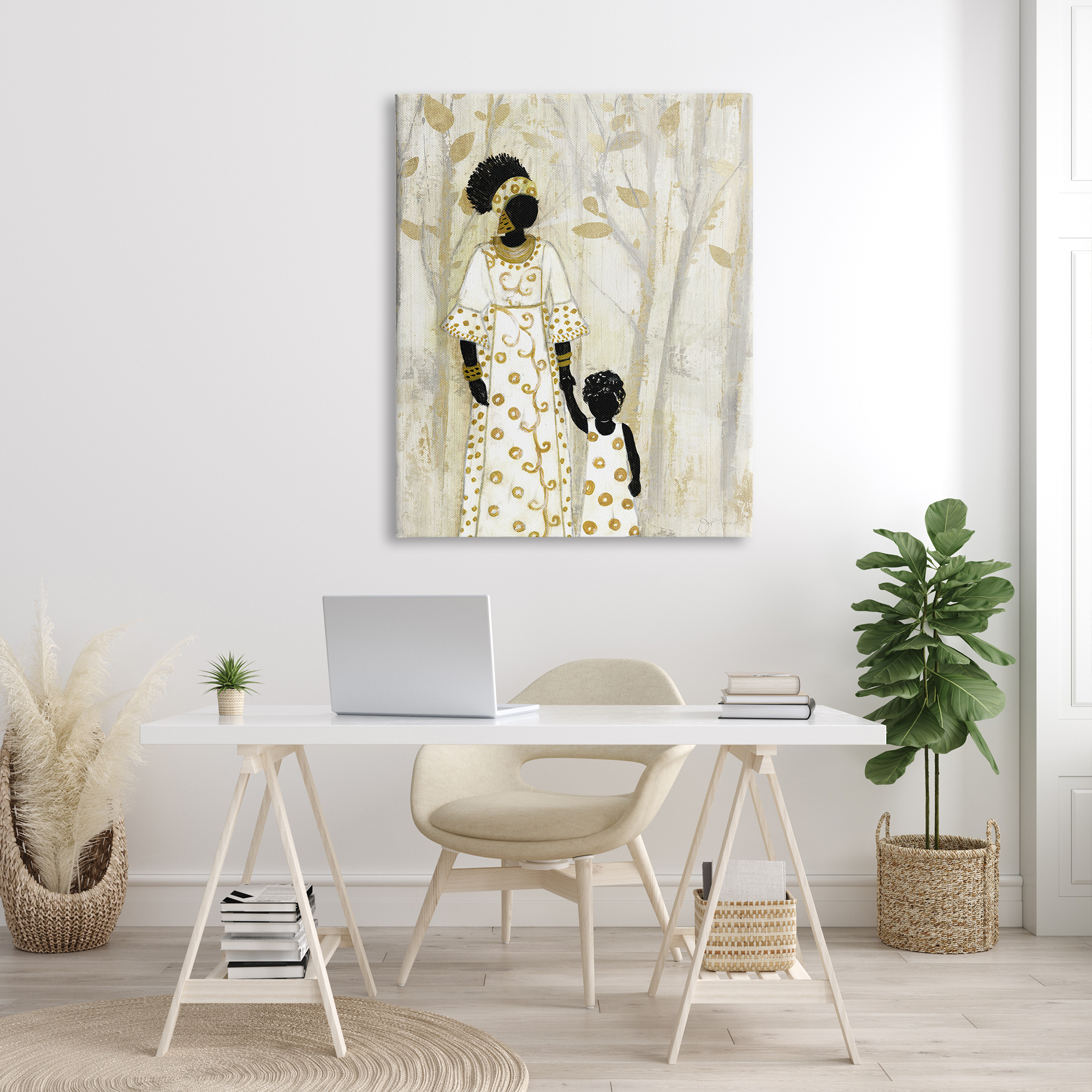 Stupell Indtries Mother and Child Holding Hands Neutral Tree Forest,36 x 48,Design by Tava Studios