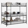 thumbnail image 6 of Harper & Bright Designs Twin Size Triple Bunk Bed with Built-inLadder, Twin Over Twin Over Twin Metal Bunk Bed Frame with Full-length Rails for Bedroom, Black, 6 of 12