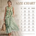 thumbnail image 7 of Xoenoiee Green Magnolia Flower Leaf Print Women's Casual Cotton Linen Maxi Dress, Summer Sleeveless Crewneck Long Sundress with Pockets, Lightweight Boho Beach Outfits Plus Size, M, 7 of 7